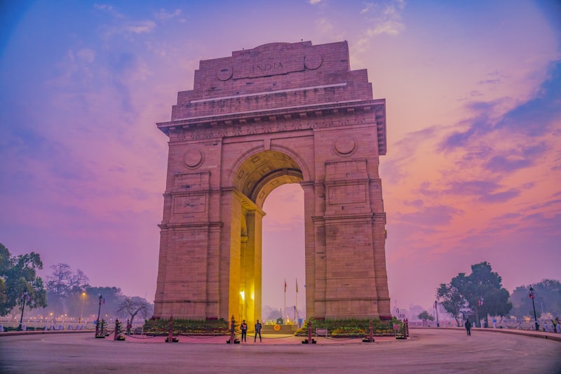 India Gate war memorial, New Delhi, at dawn