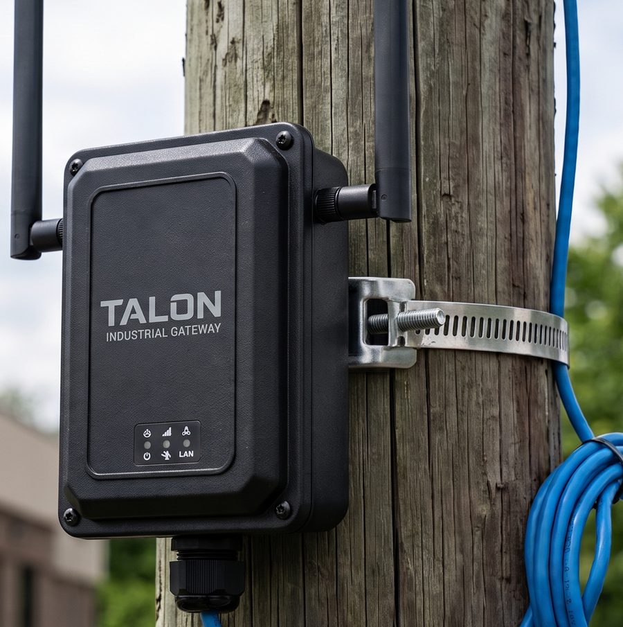 TALON industrial gateway unit mounted on a pole